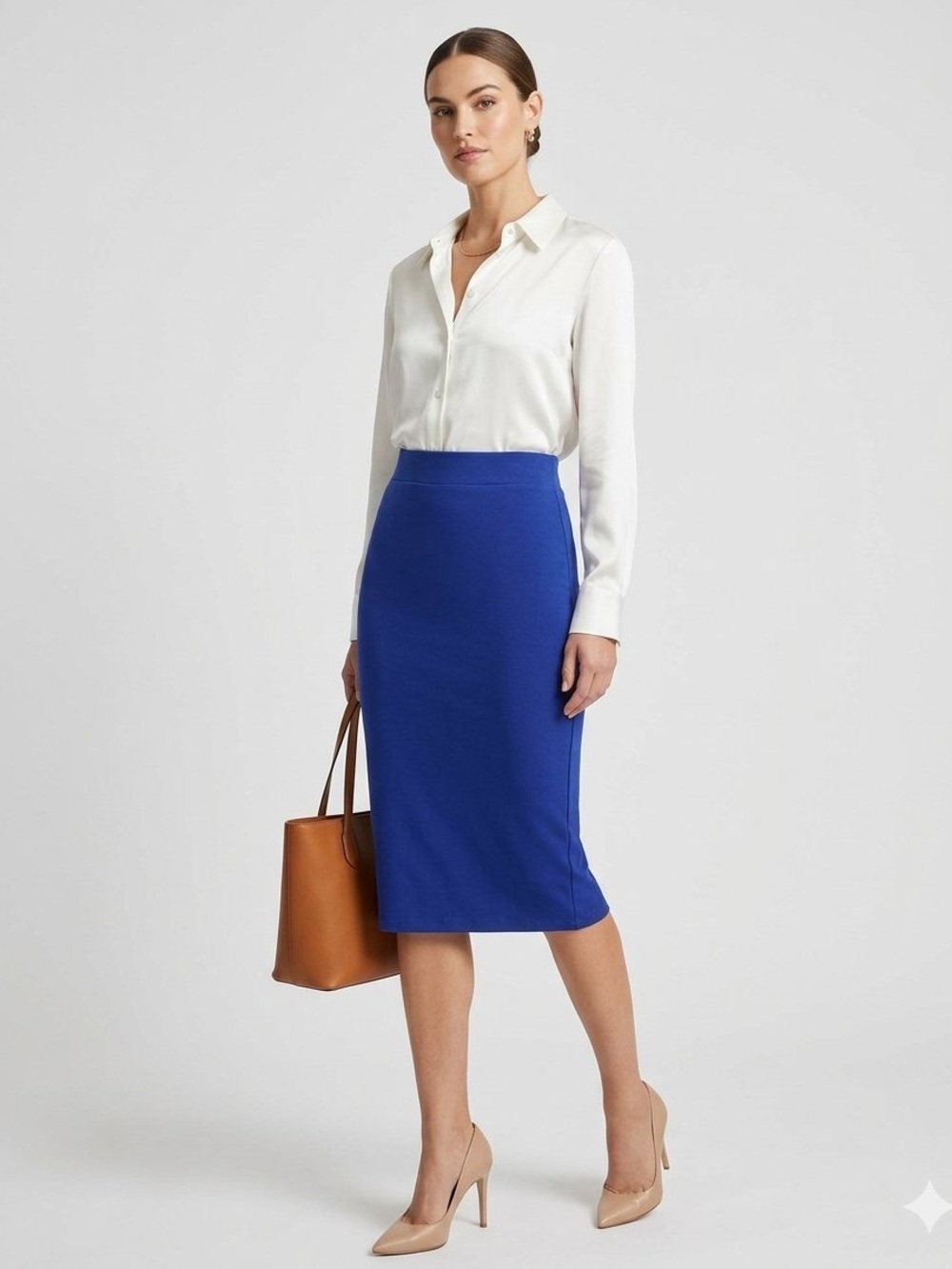 Bar III Cobalt Blue Stretchy Midi Skirt (XS)